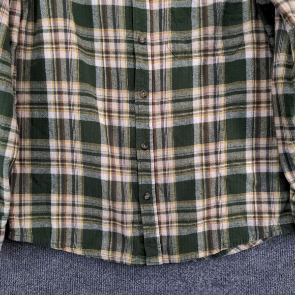 Eddie Bauer Men's Flannel Button-Up Shirt Green Plaid Medium Long Sleeve Cotton - Picture 4 of 12